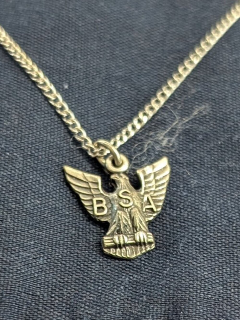 Vintage BSA Boy Scouts Sterling Silver Eagle Pendant Necklace - Collectible 20"